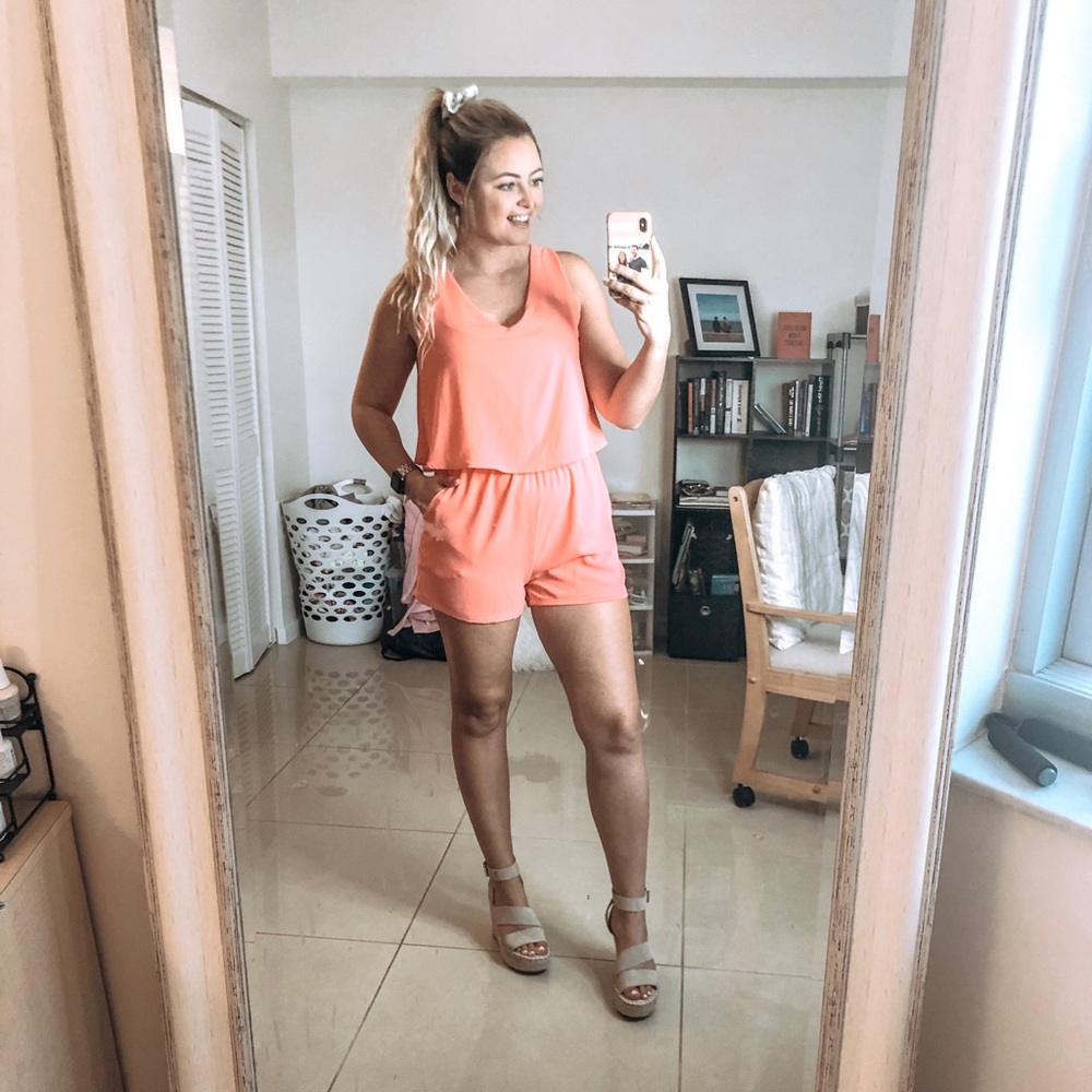Hot Pink Double Layered Spring Romper Size Medium
